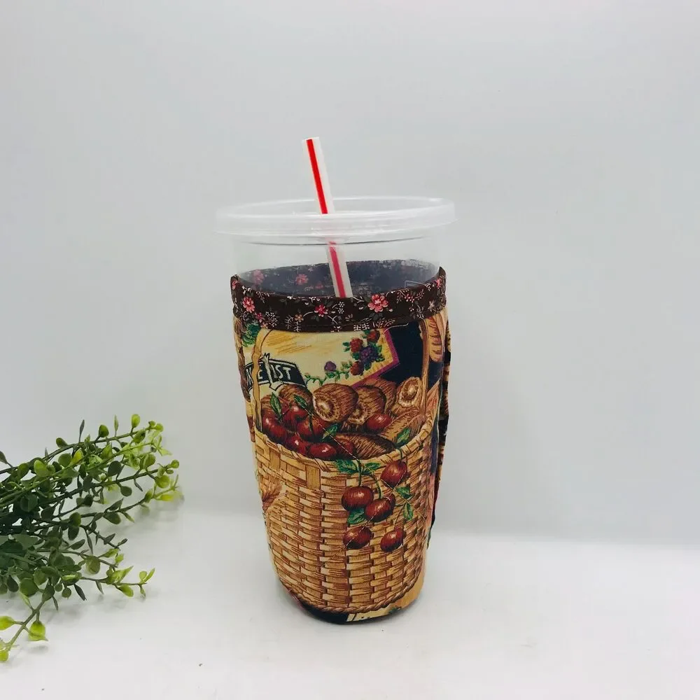 Drink Coozie w Handle Hot or Iced Drinks Cozy Insulated Vintage Ephemera